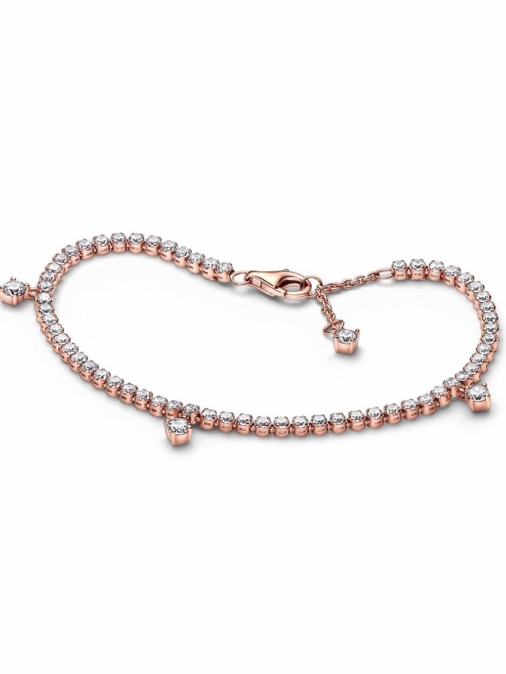 NIB Pandora Sparkling Drops Rose Gold Crystal Tennis Bracelet - Women's Jewelry